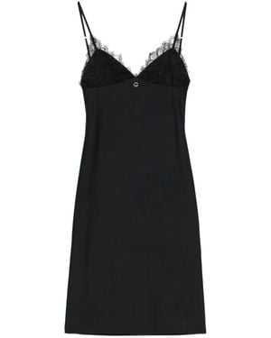 Coperni Lace-Trim Spaghetti-Strap Midi Dress - Black