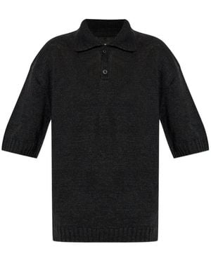 Maison Margiela Gardening Hemp Buttoned Polo Shirt - Black