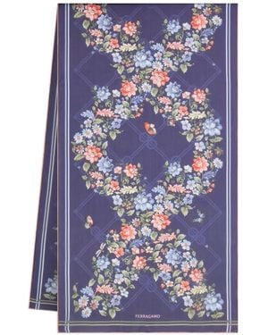 Ferragamo Ramages Print Silk Scarf - Blue