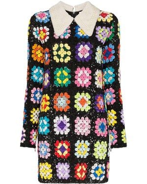 Ashish Patchwork Crochet Mini Dress - Multicolour