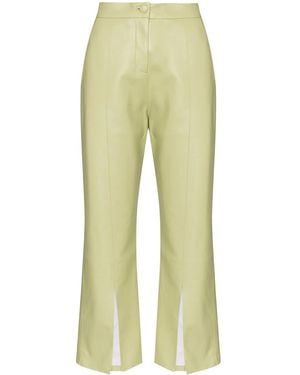 Matériel Cropped Faux Leather Flared Pants - Green