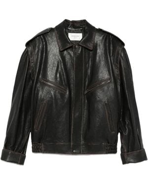 Saint Laurent Leather Zip-Fastening Jacket - Black