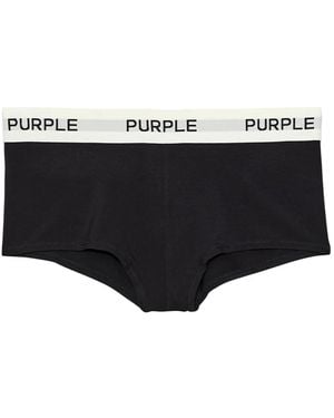 Purple Brand Logo-Tape Cotton Briefs - Black
