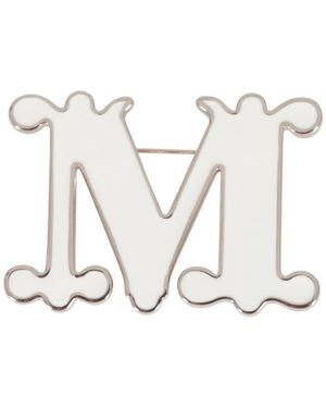 Weekend by Maxmara Letter-Design Brooch - White