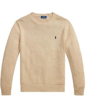 Polo Ralph Lauren Logo-Embroidered Crew-Neck Jumper - Natural