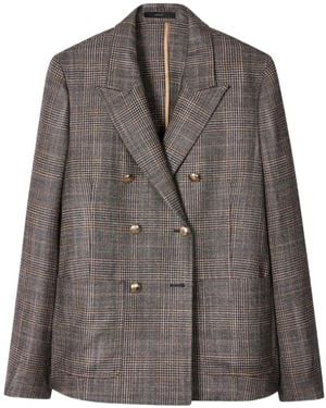 Paul Smith Double-Breasted Check Blazer - Brown