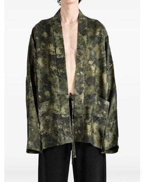 Uma Wang Khloe Floral-Print Tie-Fastening Jacket - Green