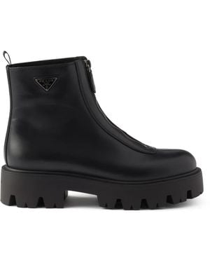 Prada Zipped Ankle Boots - Black