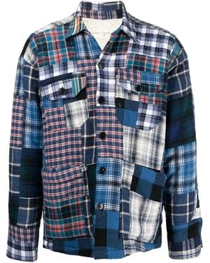 Greg Lauren パッチワーク シャツジャケット - ブルー