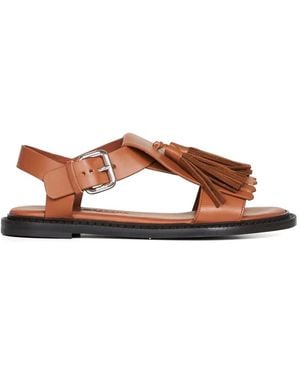 Weekend by Maxmara Fringed Tassel-Detail Sandals - Brown