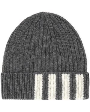 Thom Browne Four-Striped Knitted Bennie - Gray