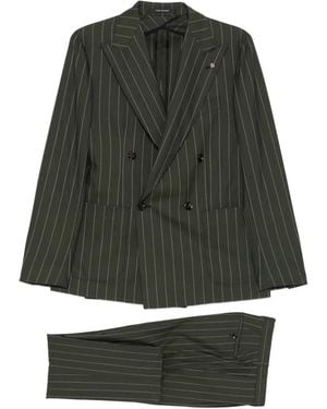 Tagliatore Pinstripe Double-Breasted Suit - Green