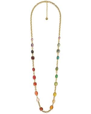Goossens Cabochons 24Kt Plated Long Necklace - White