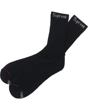 Supreme X Hanes Lot De Quatre Paires De Chaussettes Crew - Noir