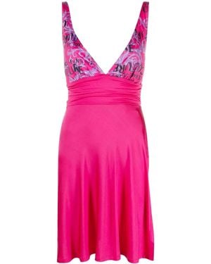 Versace Jeans Couture Abito Corto Con Stampa Logo Couture - Rosa