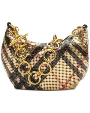 Burberry Chainmail Geruite Mini-Tas - Naturel