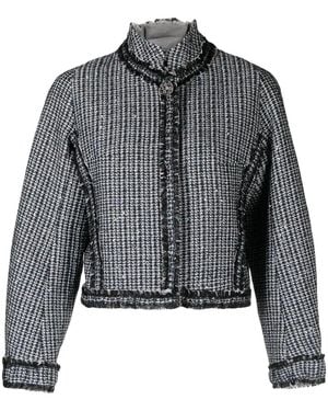 Shiatzy Chen Tasselled-Trim Tweed Jacket - Grey