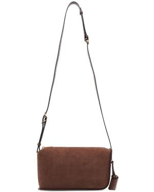 Joy Gryson Crescent Suede Shoulder Bag - White