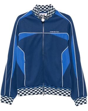 CASABLANCA Cyber Tricot Checkerboard-Trim Jacket - Blue