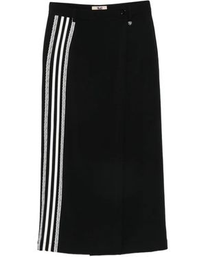 Aniye By Sandy Lace-Trim Striped Maxi Skirt - Black