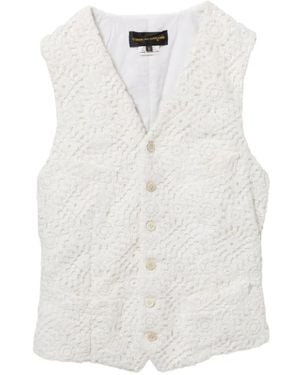 Comme des Garçons Floral-Embroidered Vest - White