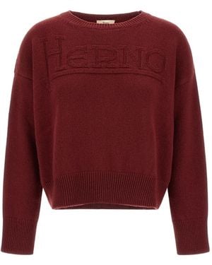 Herno Logo-Intarsia Wool Jumper - Red
