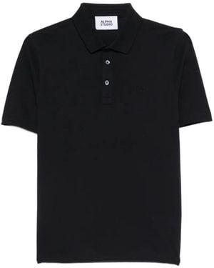 Alpha Studio Polo À Col Rayé - Noir