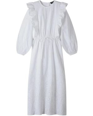 A.P.C. Ruffled Broderie-Anglaise Midi Dress - White