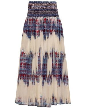 Devotion Saffron Patterned Midi Skirt - White