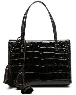 Magda Butrym Croc-Effect Floral-Pendant Tote Bag - Black