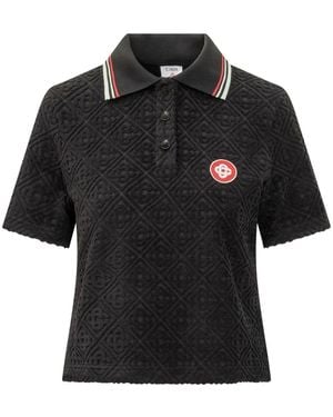 CASABLANCA Monogram-jacquard Polo Shirt - ブラック