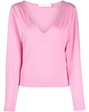 IRO Plunging V-Neck Cut-Out T-Shirt - Pink