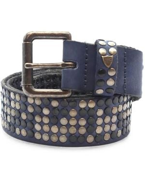HTC Stud-Embellished Leather Belt - Blue
