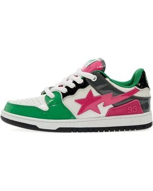 A Bathing Ape Star-Patch Leather Trainers - Green