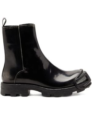 DIESEL Zip-Detail Oval-Plaque Boots - Black