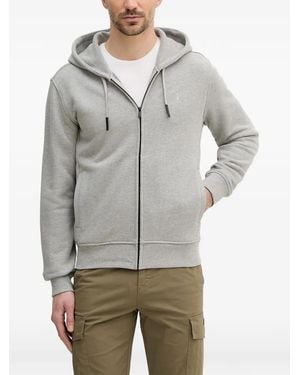 Trussardi Logo-Embroidered Zip-Up Hoodie - Gray