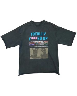 Astrum Tfu Graphic-Print Raw-Cut T-Shirt - Blue