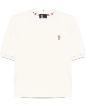 Moncler Logo Cotton T-Shirt - Natural