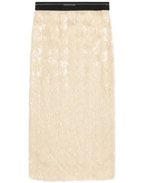 Semicouture Sequin-Embellished Logo-Waistband Midi Skirt - Natural