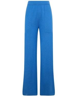 Moorer Matilde Fine-Knit Wide-Leg Trousers - Blue