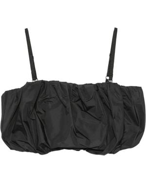 Juun.J Gathered Cropped Top - Black