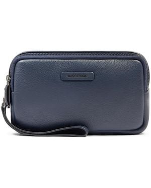 Piquadro Grained Leather Clutch Bag - Blue