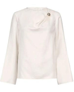 Loulou de Saison Azae Draped Metallic-Ornament Blouse - White