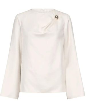 Loulou de Saison Azae Draped Metallic-Ornament Blouse - White