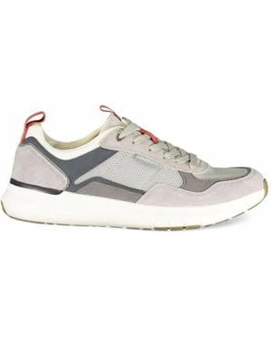 Lumberjack Panelled Mesh-Detail Trainers - White