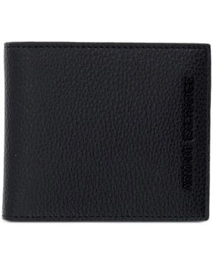 ARMANI EXCHANGE Logo-Embossed Pebbled-Leather Wallet - Black