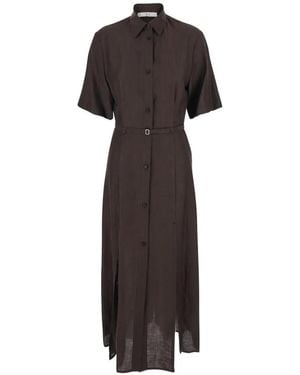 Tela Belted Collared Dress - Black