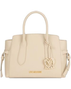 Love Moschino Logo-Plaque Shoulder Bag - Natural