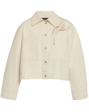 Erdem Floral-appliqué Cropped Denim Jacket - Natural