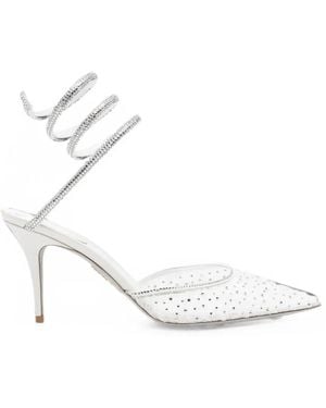 Rene Caovilla Belle Crystal-Embellished Lace Court Shoes - White
